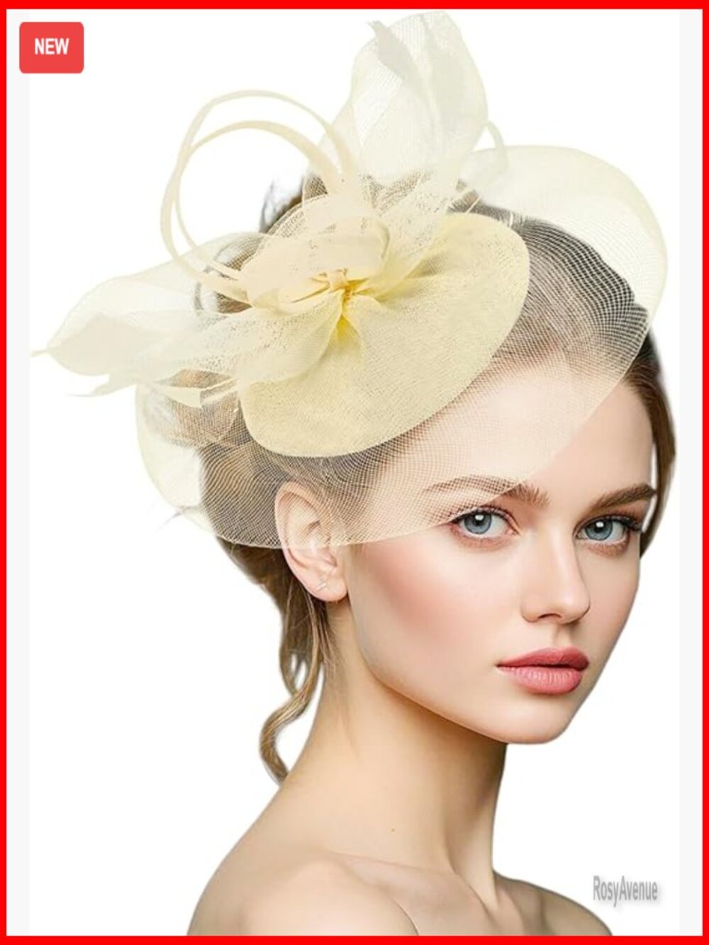 Derby Fascinator Hat with Feathers and Tulle for Weddings and Tea Parties